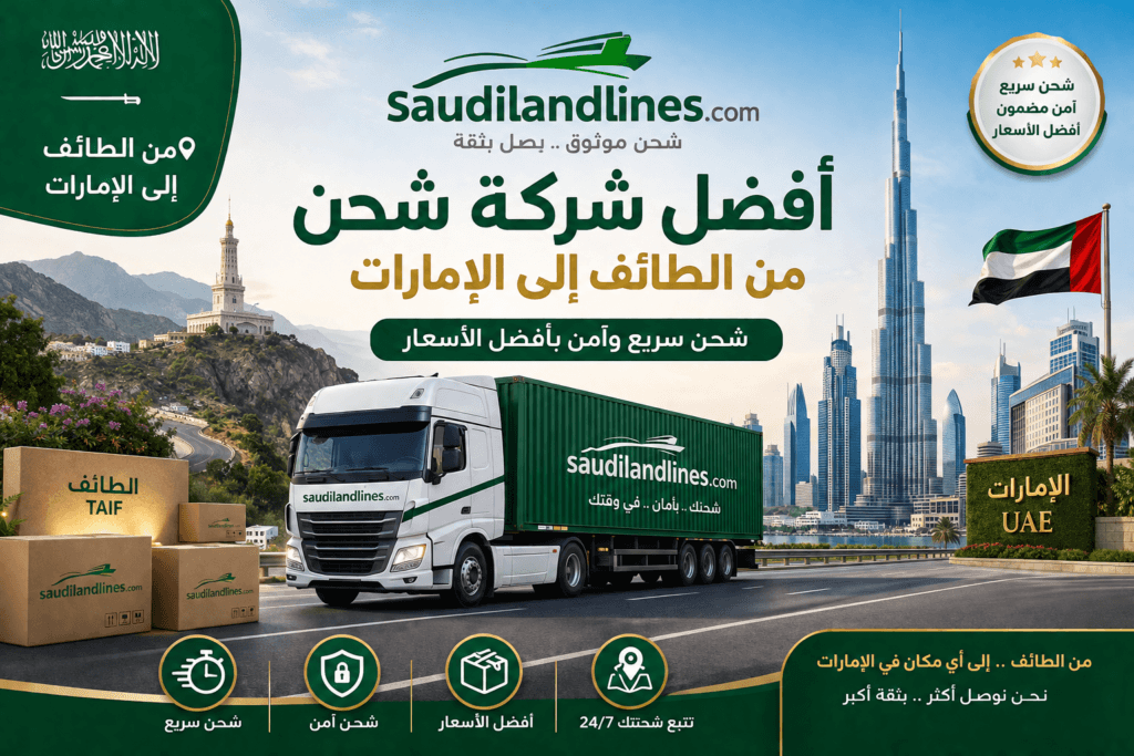 أفضل شركة شحن من الطائف إلى الإمارات | شحن سريع وآمن بأفضل الأسعار