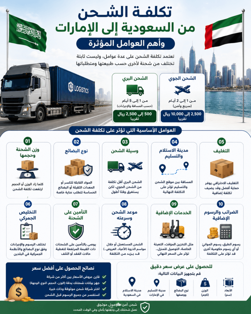 تكلفة الشحن من السعودية إلى الإمارات