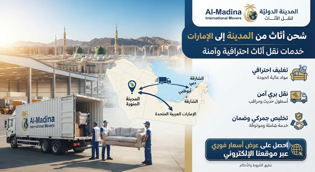 شحن أثاث من المدينة للإمارات
