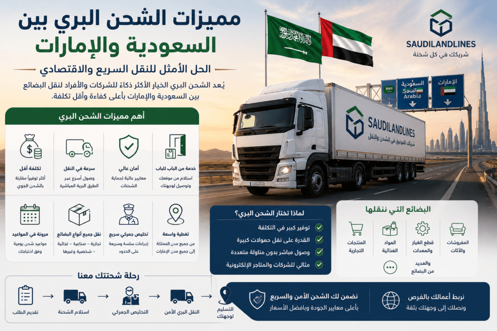 مميزات الشحن البري بين السعودية والإمارات 