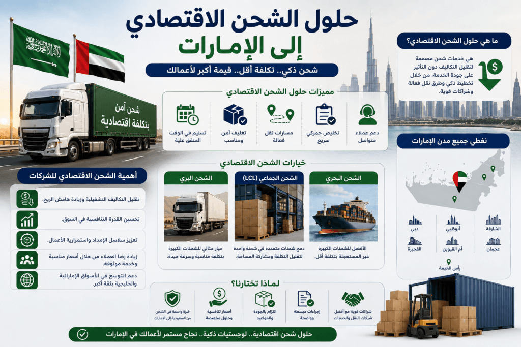 حلول الشحن الاقتصادي إلى الإمارات وأهميتها للشركات
