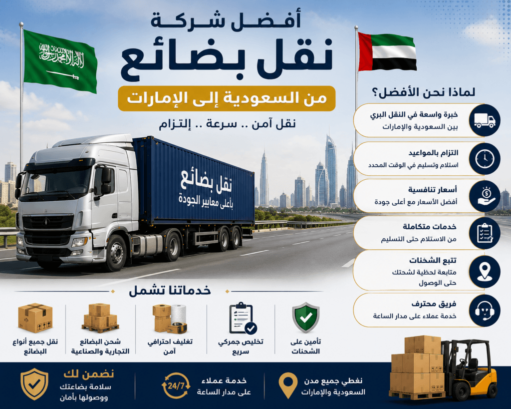 أفضل شركة نقل بضائع من السعودية إلى الإمارات
