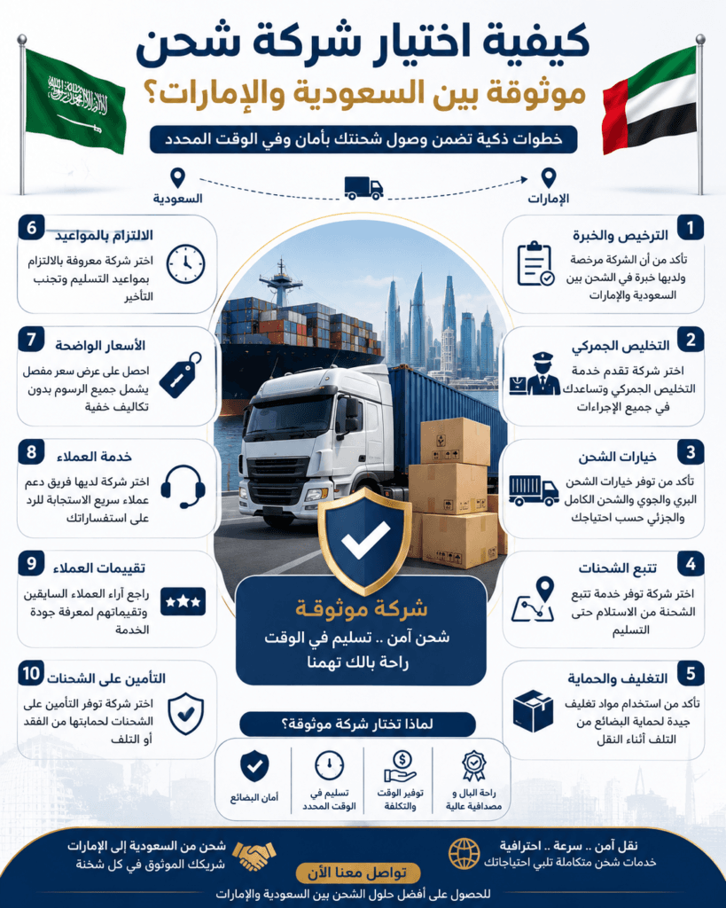 كيفية اختيار شركة شحن موثوقة بين السعودية والإمارات؟
