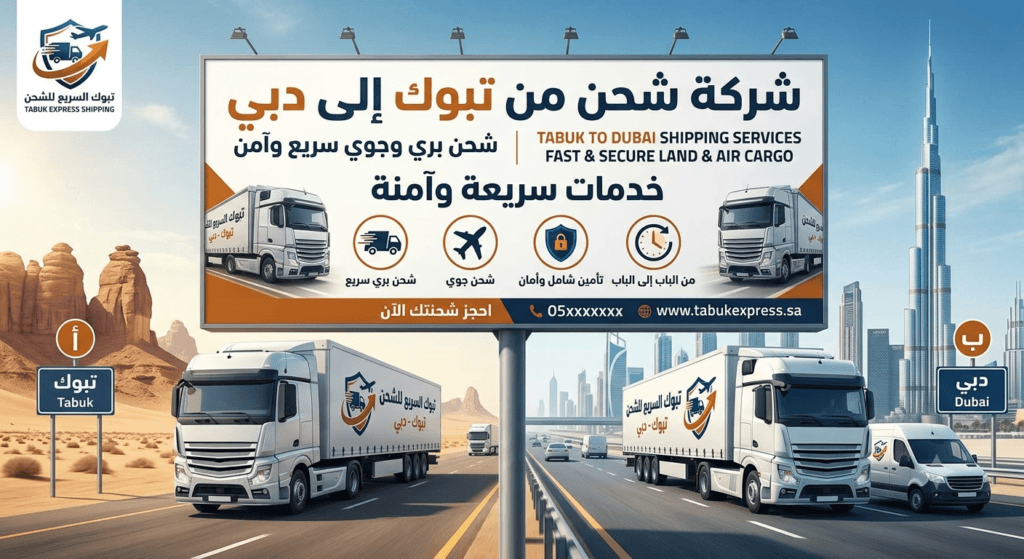 شركة شحن من تبوك إلى دبي