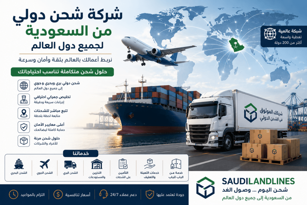 شركة شحن دولي من السعودية لجميع دول العالم 