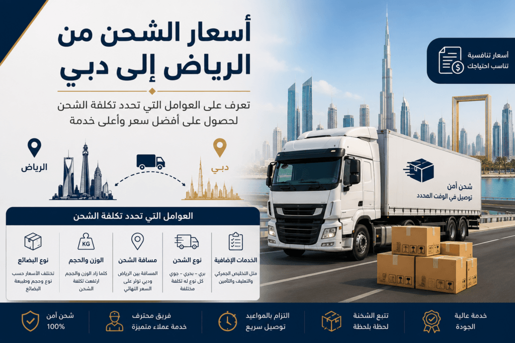 أسعار الشحن من الرياض إلى دبي