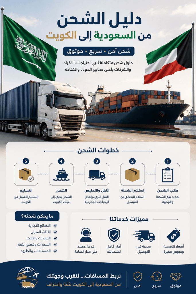 دليل الشحن من السعودية إلى الكويت