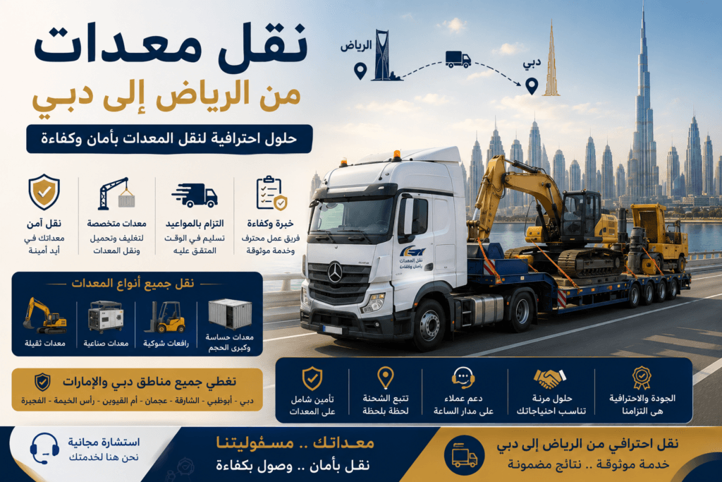 نقل معدات من الرياض إلى دبي