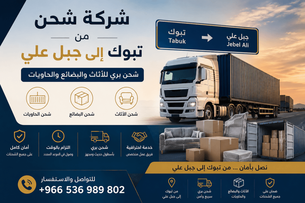شركة شحن من تبوك إلى جبل علي