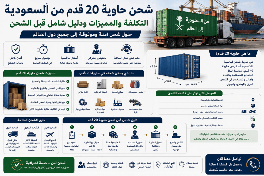 شحن حاوية 20 قدم من السعودية