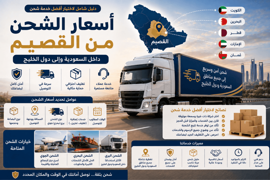أسعار الشحن من القصيم