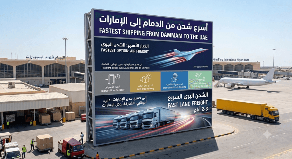أسرع شركة شحن من الدمام للإمارات