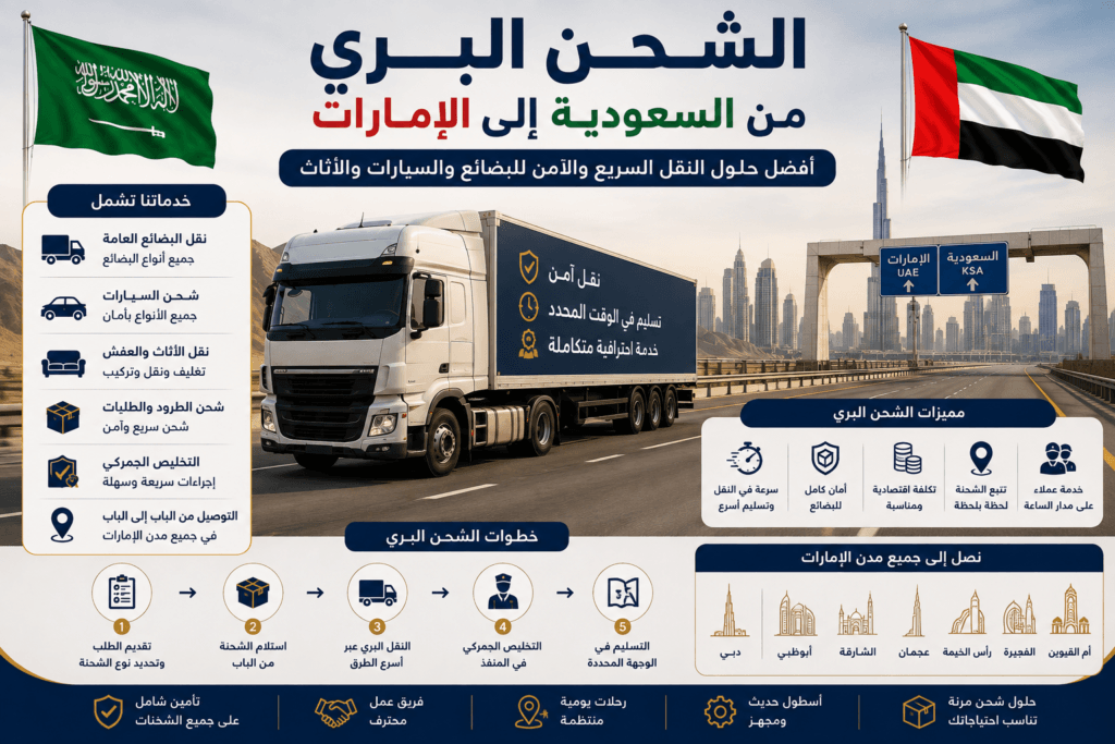 الشحن البري من السعودية إلى الإمارات